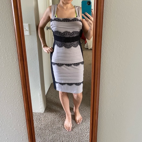 Jax Dresses & Skirts - Beige and black lace elegant evening dress